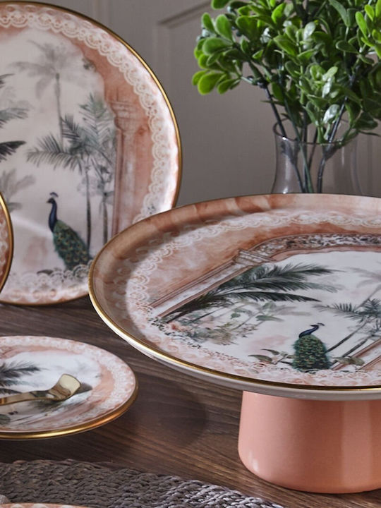 19-Piece Stoneware Porcelain Peacock Garden Dinnerware Set for 6 People 24x24cm