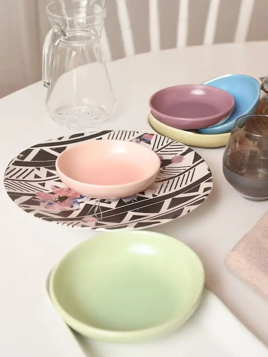 Set Serving Plates Leylak 14 Pieces 6 Persons Floral Modern Multicolour 25 × 25 Cm