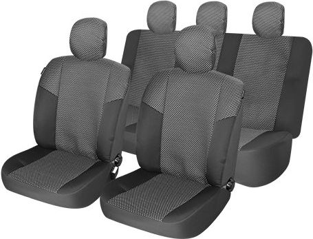 Smartic Car Seat Covers Dedicated Dacia Duster I Split Bench Textile Material 11 Pieces Black Grey