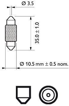 Комплект 10 бр. бордови крушки Festoon T10.5x38 12V Philips