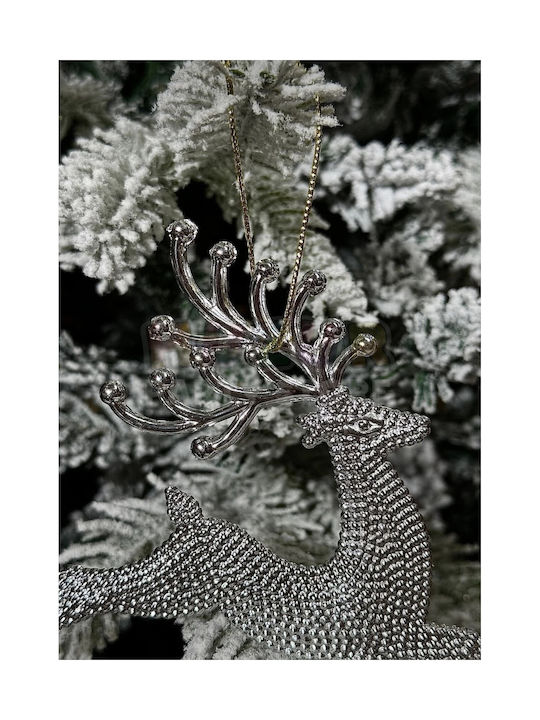 Christmas Silver Hanging Deer Set 2 Pieces 11×13cm