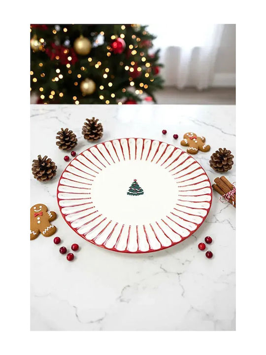 SteweHome Weihnachtliches Essgeschirr Rotes Rundes Teller 27x27 cm