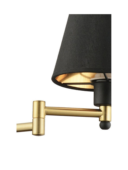 SteweHome Adjustable Wall Lamp Metal Black Fabric 40x28cm