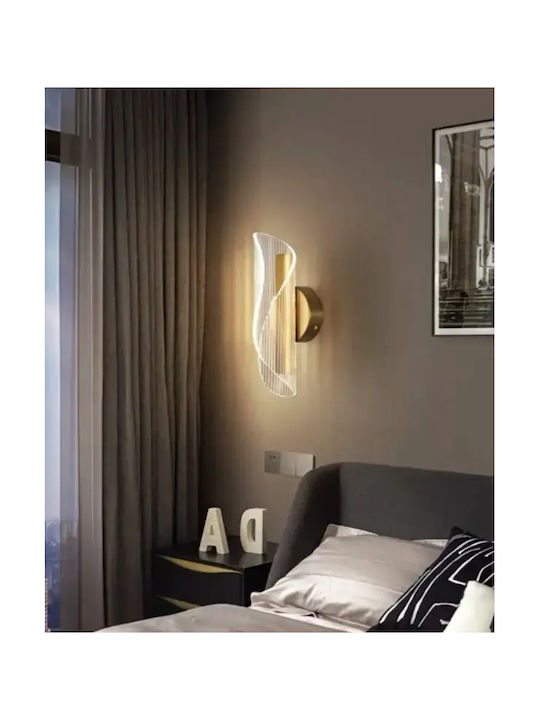 Modern Wall Sconce Wavy Crystal Gold Base 10×28cm