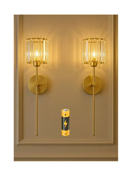 Modern Cylindrical Crystal Gold Wall Lamp 53×20cm