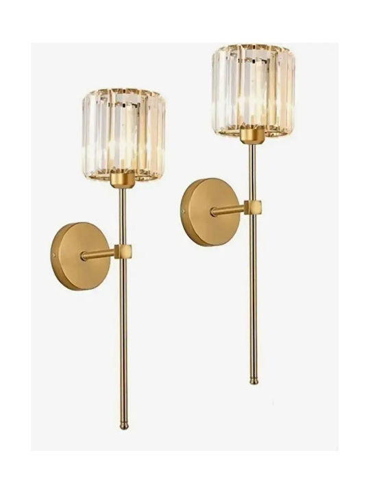 Modern Cylindrical Crystal Gold Wall Lamp 53×20cm
