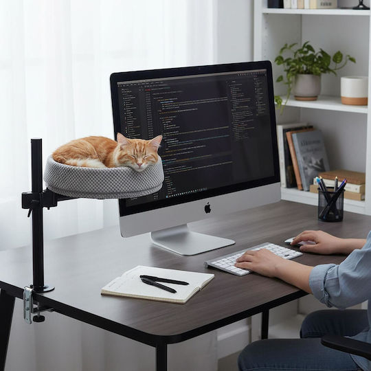 Relaxdays Desk Cat Bed Adjustable Rotating Base Desk Grey Black 10052058