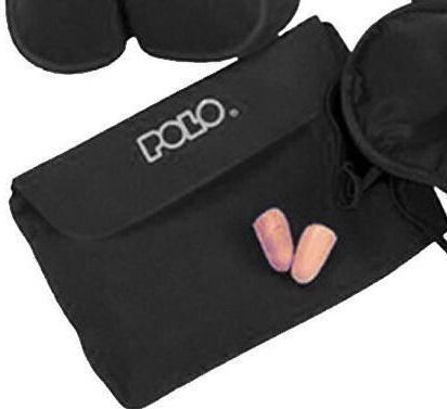 Polo Travel Set Pillow, Mask and Earplugs with Carrying Case Black
