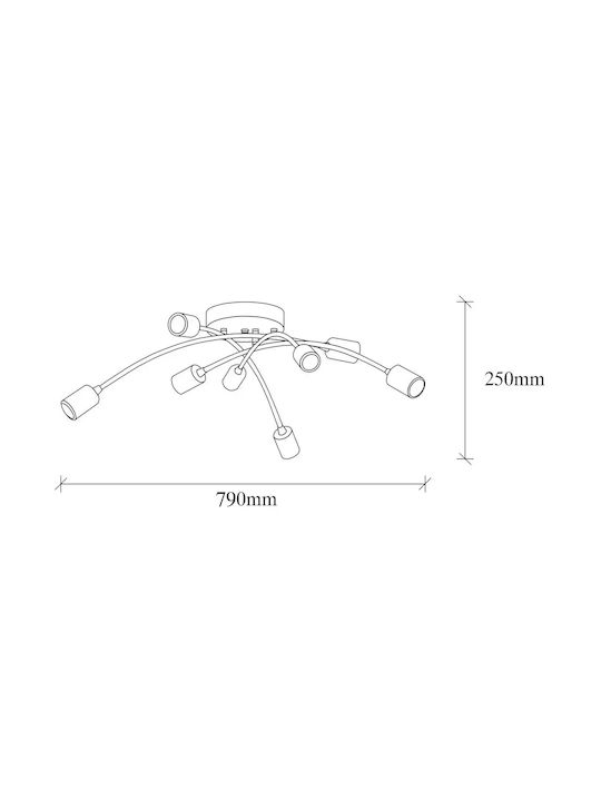 Deckenleuchte 8 Lichtquellen Eindrucksvollen Bogenarmen-antik 79x25cm Deckenleuchte 8 Lichtquellen Eindrucksvollen Bogenarmen-antik 79x25cm