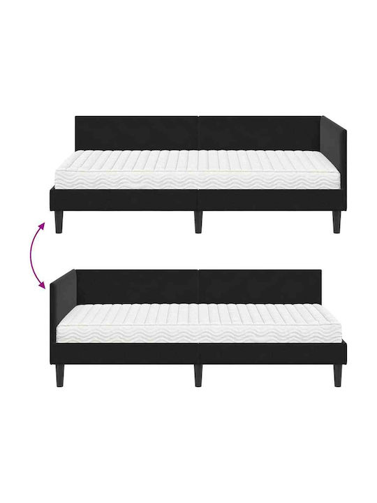 Einzelbett Mit Samt Schwarze Mit Lattenrost & Matratze 94x200cm