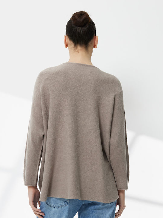 Women's Sweater with V Neckline Brown
