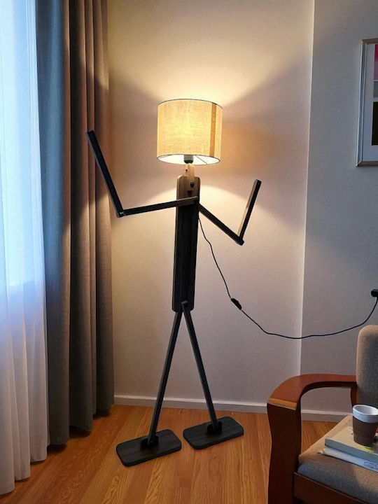 Wooden Floor Lamp Decorative Human Figure 130x10cm