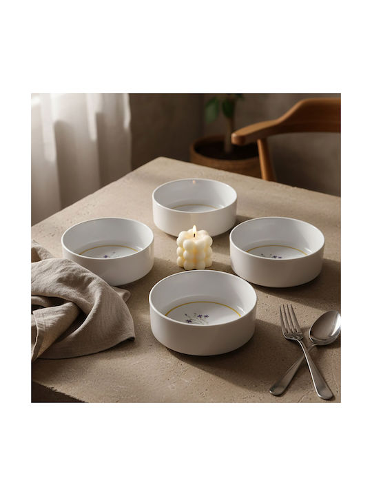 Set 4 Boluri Porțelan Pentru Supă Salată Și Gustări 12x12cm