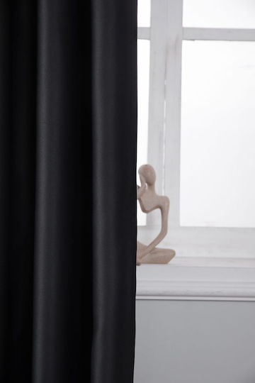 Mc Decor Κουρτίνα Συσκότισης με Τρουκς Μαύρη 140x265εκ.