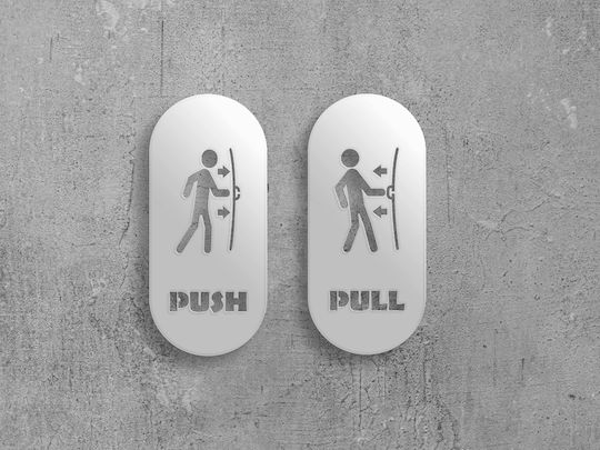 Πινακίδες Σήμανσης Πόρτας Pull & Push Μεταλλο-μαυρο-χρωμα Pull-τραβήξε