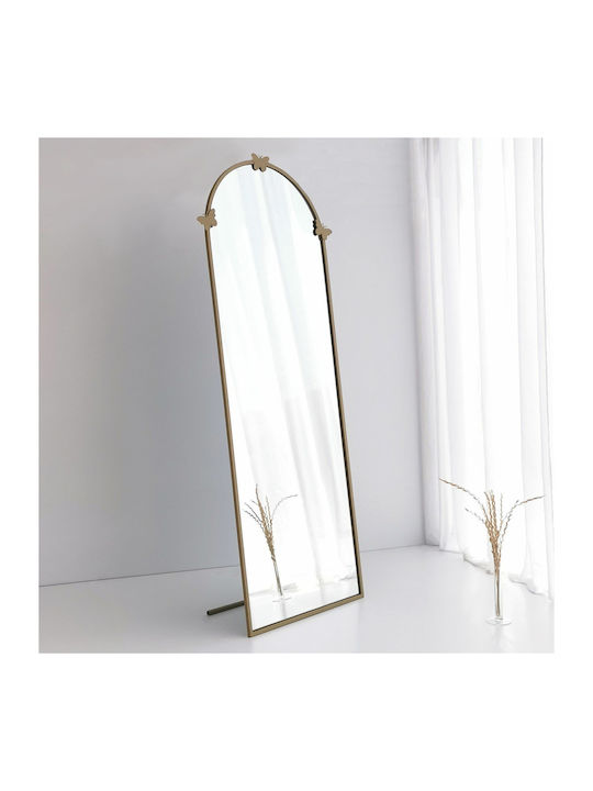SteweHome Oglindă Arcuită cu Cadru Metalic Aurit 180x65cm