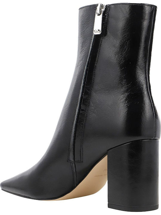 Leather Women's Ankle Boots with Medium Heel Black