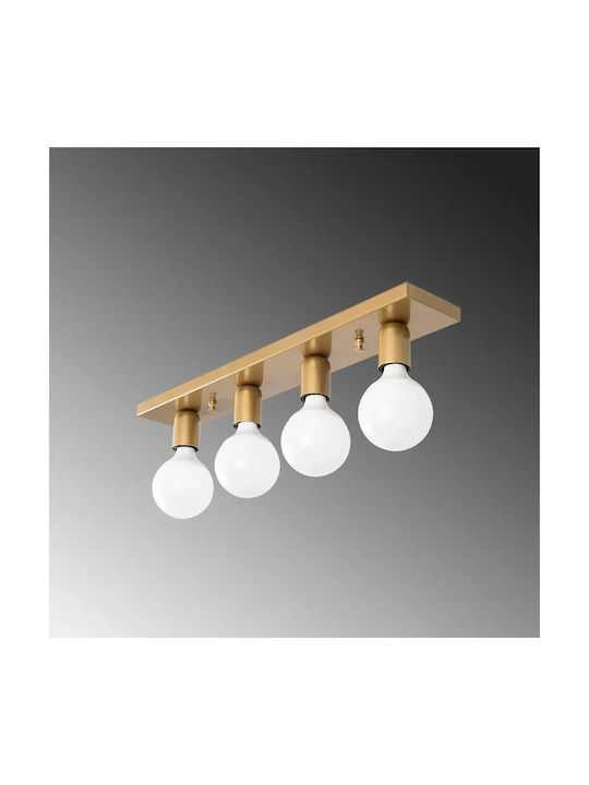 Four-Arm Linear Ceiling Light Gold 60x10cm