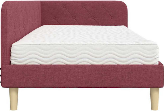 Sofa Bed Single Upholstered with Fabric Red with Slats for Mattress 90x200cm