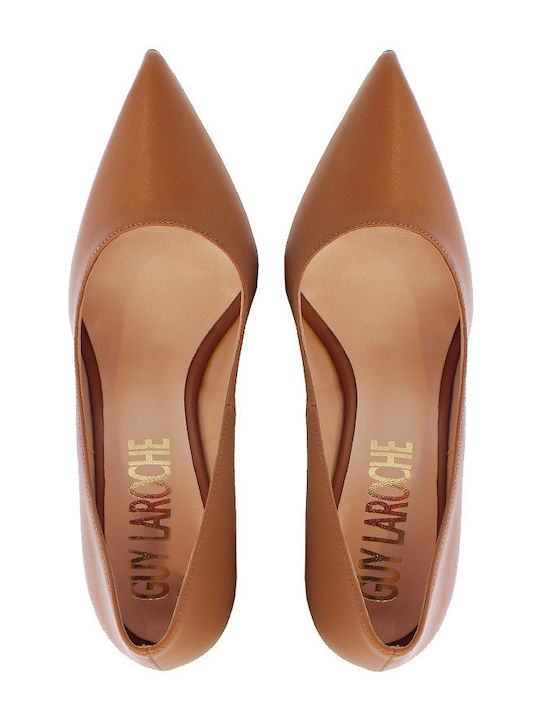 Leder Pumps mit hohem Absatz Tabac Braun
