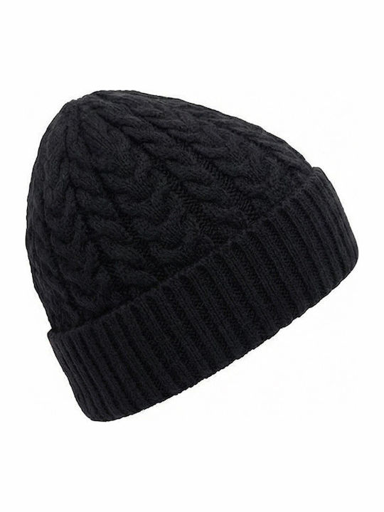 Beanie Männer Beanie mit Strickmuster in Schwarz Farbe