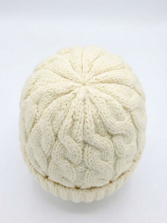 Beanie Männer Beanie mit Strickmuster in Weiß Farbe