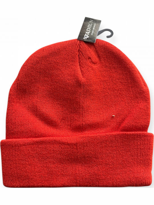Beanie Unisex Σκούφος Πλεκτός σε Κόκκινο χρώμα