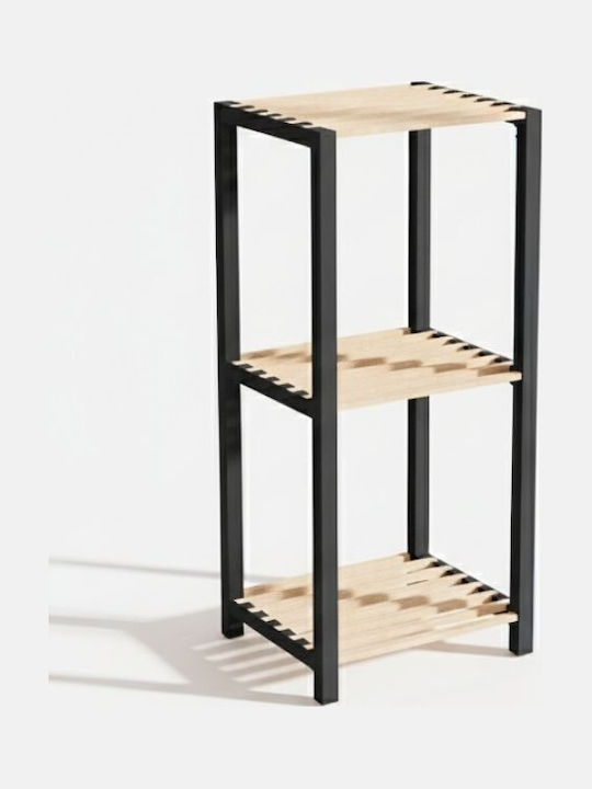 FixWood Επιδαπέδια Ραφιέρα Μπάνιου Ξύλινη 37x29x79cm Μαύρη