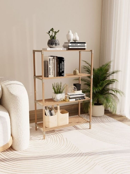 FixWood Floor Bathroom Shelf Wooden 65x30x116cm Beige