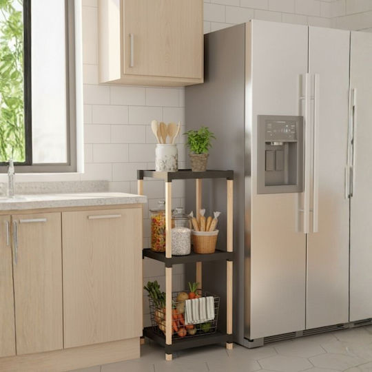 FixWood Boden Badezimmerregal Kunststoff 28x25x72cm Schwarz