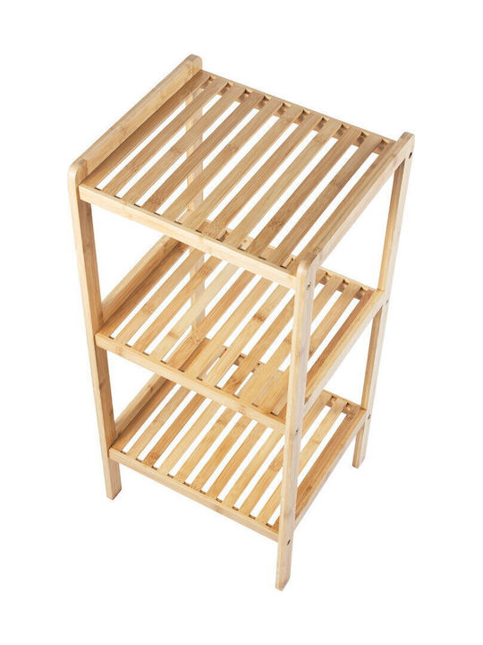 Green Blue Floor Bathroom Shelf Bamboo 37x33x78cm Green