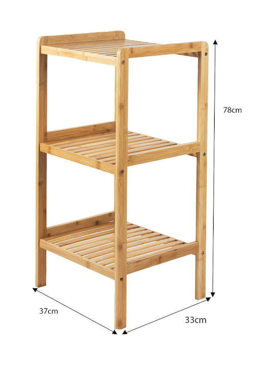 Green Blue Floor Bathroom Shelf Bamboo 37x33x78cm Green