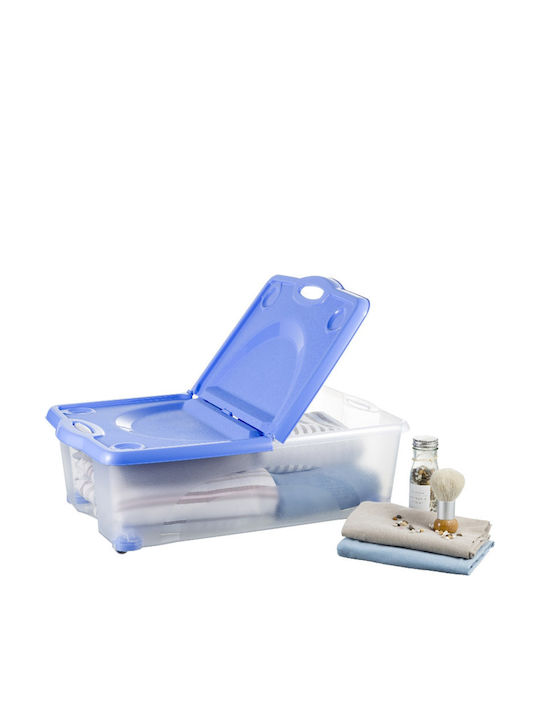 Bama Plastic Storage Box with Wheels and Lid Transparent 59x39x18cm 1pcs