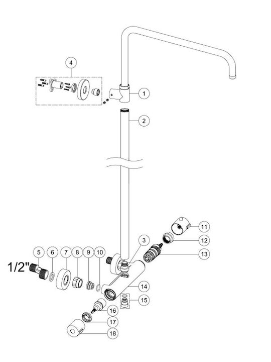 Clever Shower Column without Mixer Gold