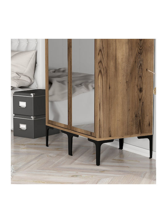 Wardrobe Double Door Walnut 80x47x201cm