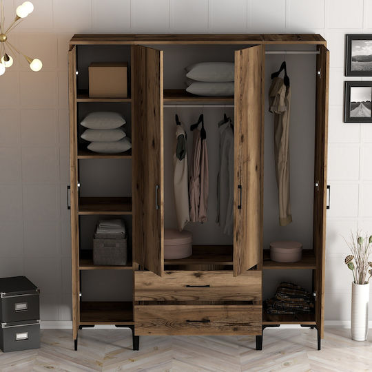Wardrobe Four Door Sts Walnut 160x47x201cm