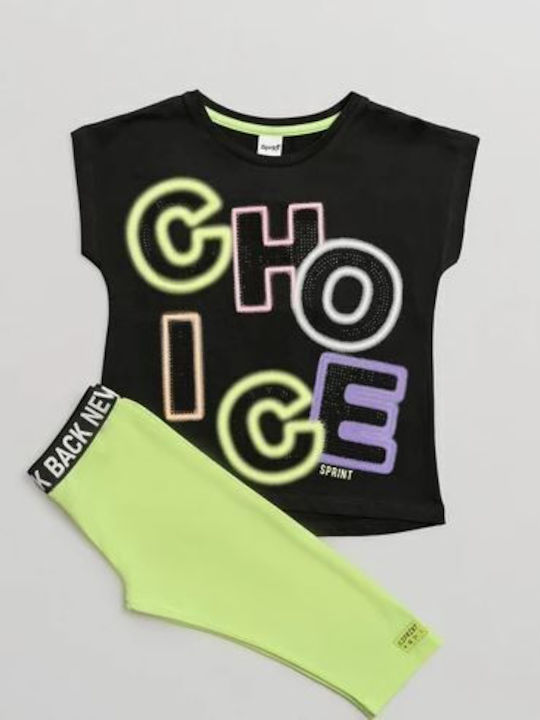 Kids' Set with Leggings Summer 2pcs Black