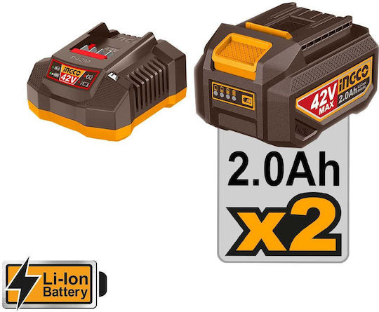 Ingco Impact Demolition Hammer Battery 42V 2x2Ah with Chuck SDS Plus CRHLI422682E