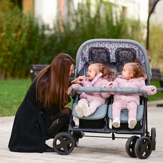 Lorelli Twin Adjustable Double Stroller Suitable for Newborn Cool Grey 14.70kg