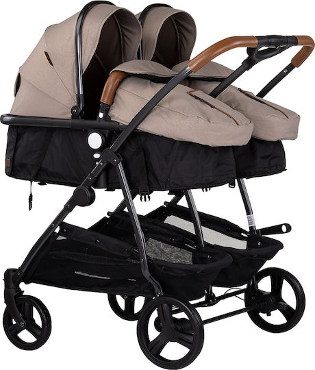 Chipolino Duo Smart Adjustable Double Stroller Suitable for Newborn Beige 8.7kg