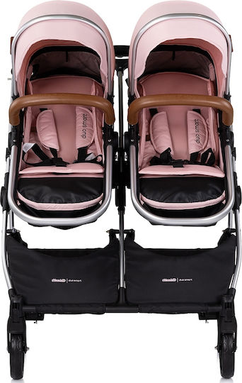 Chipolino Duo Smart Verstellbar Doppelter Kinderwagen Geeignet für Neugeborene Pink Marshmallow 12.2kg