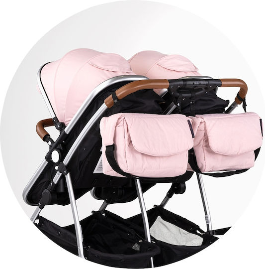 Chipolino Duo Smart Verstellbar Doppelter Kinderwagen Geeignet für Neugeborene Pink Marshmallow 12.2kg