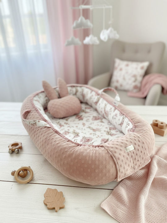 Velvet White Pernă pentru bebeluși în formă de cuib Peony