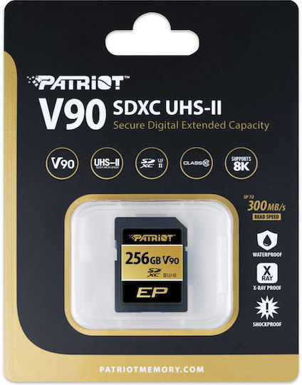 Patriot EP SDXC 256GB U3 V90 UHS-II 300MB/s Cu Adaptor