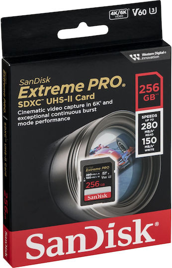 Sandisk Extreme Pro SDXC 256GB V60 UHS-II 280MB/s с адаптер