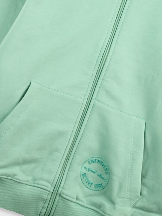 Kids Sweatshirt Cardigan Fleece with Hood Green