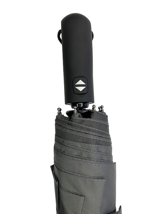 Blue Drop Rezistent la vânt Automat Umbrelă de ploaie Compact Gri