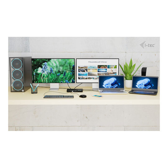 i-tec KVM Dock PRO 3 Dock / USB-C Docking Station με 4K PD Ethernet Μαύρο