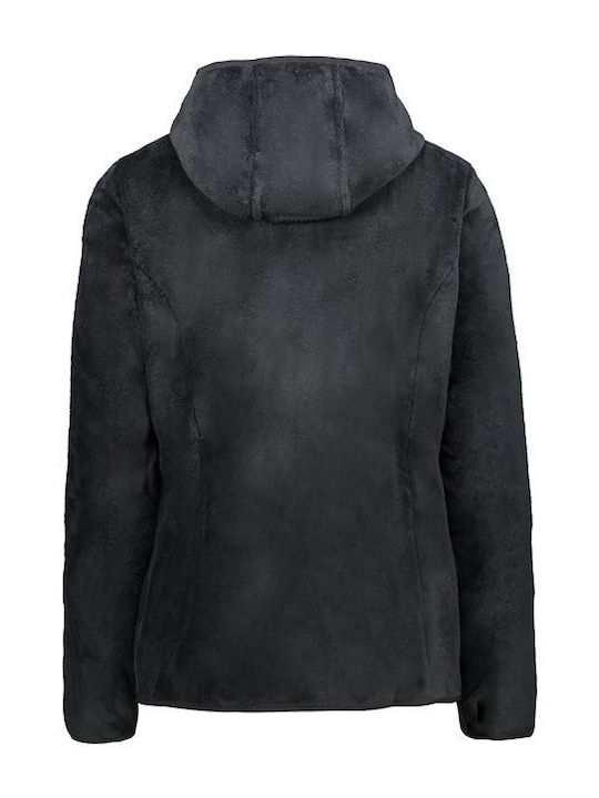 Fleece Women's Cardigan in Black Colour