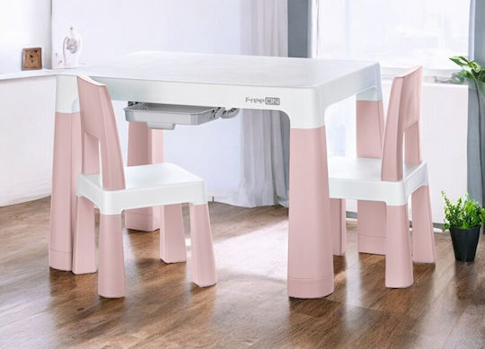 Kids Table and Chairs Set made of Plastic White / Pink FreeOn